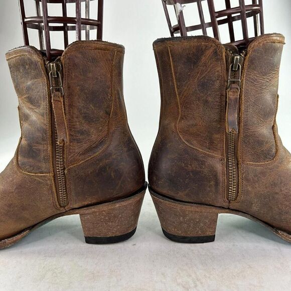 Lane Women's Layten Western Booties US 7 Round Toe Brown Double Zip Short Boots - Picture 8 of 12